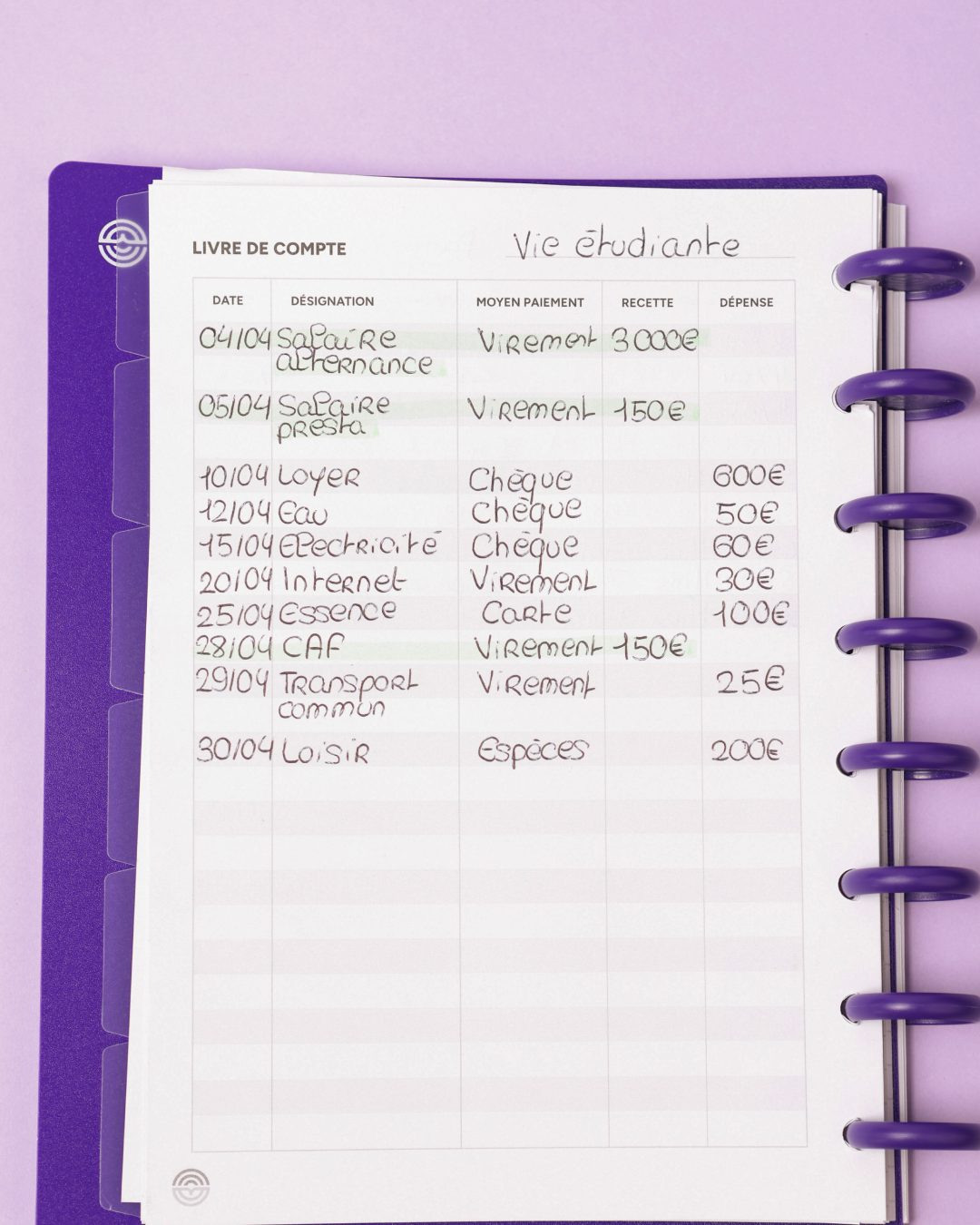 Couverture A5 violet