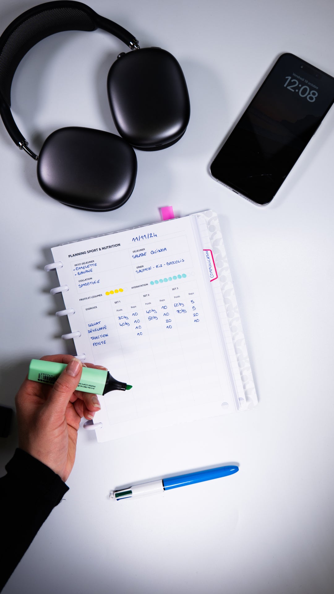 Planning sport et nutrition journalier - 25 feuilles